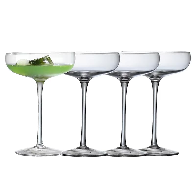 Set of 4 6 Oz Crystal Clear Stemmed Coupe Glasses L7012