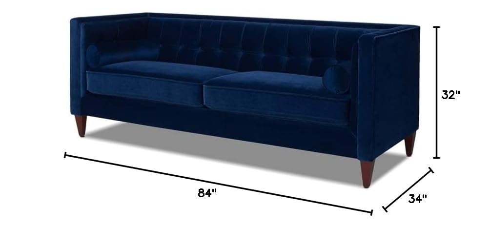 Navy Blue Velvet Tufted Sofa F453722