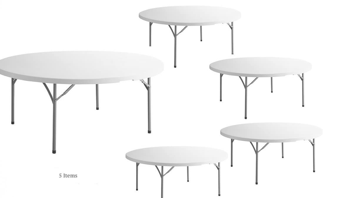 White 72 Inches Round Plastic Folding Table C761