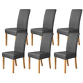 Set of 6 Black Pu Leather Dining Chair Cover L580505