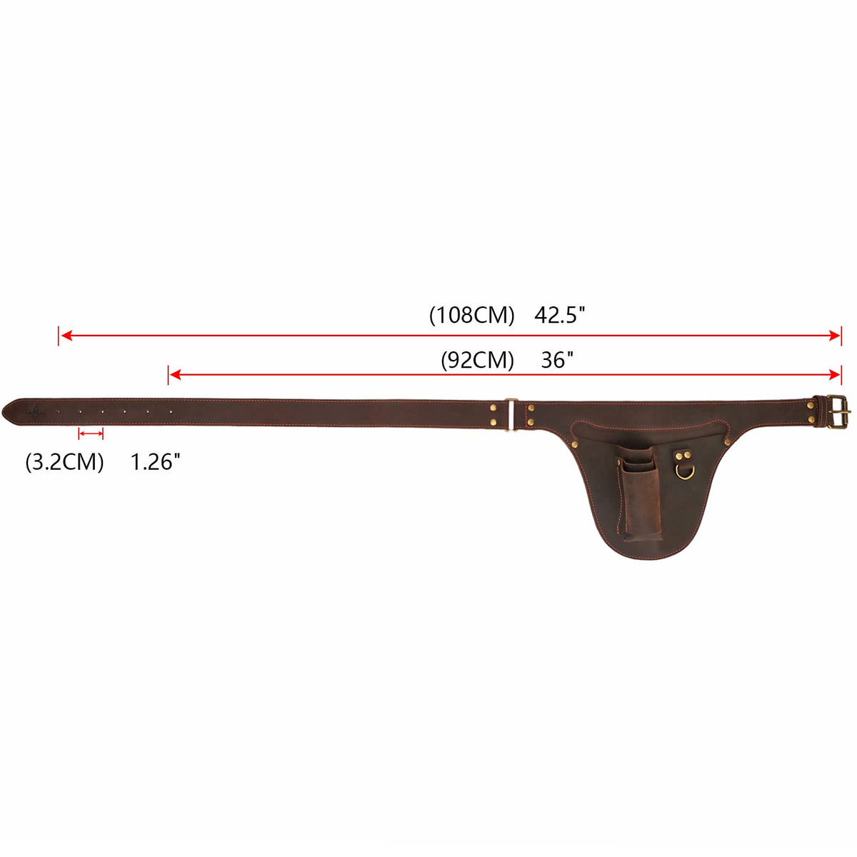 Leather 3 Pockets Adjustable Tool Belt Bag D923507