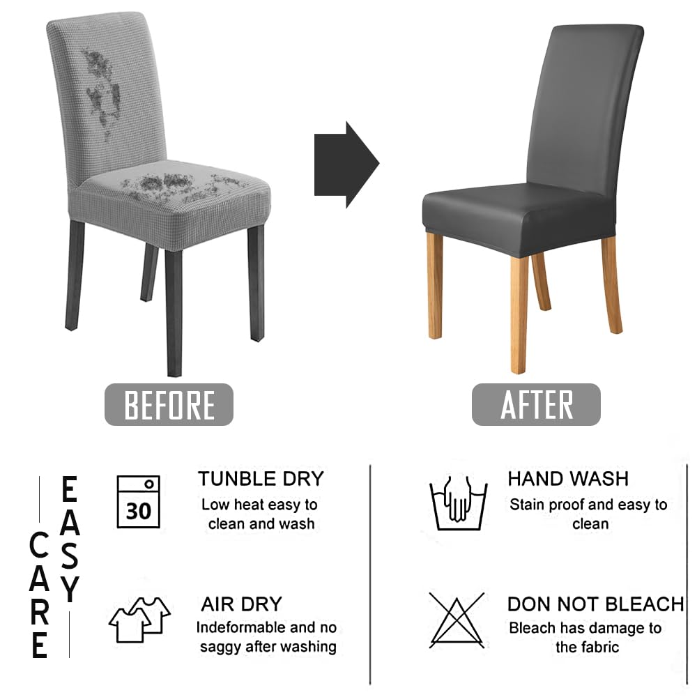 Set of 6 Black Pu Leather Dining Chair Cover L580505
