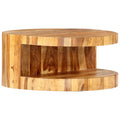 Solid Sheesham Wood Round Coffee Table with Storage Shelf Z224