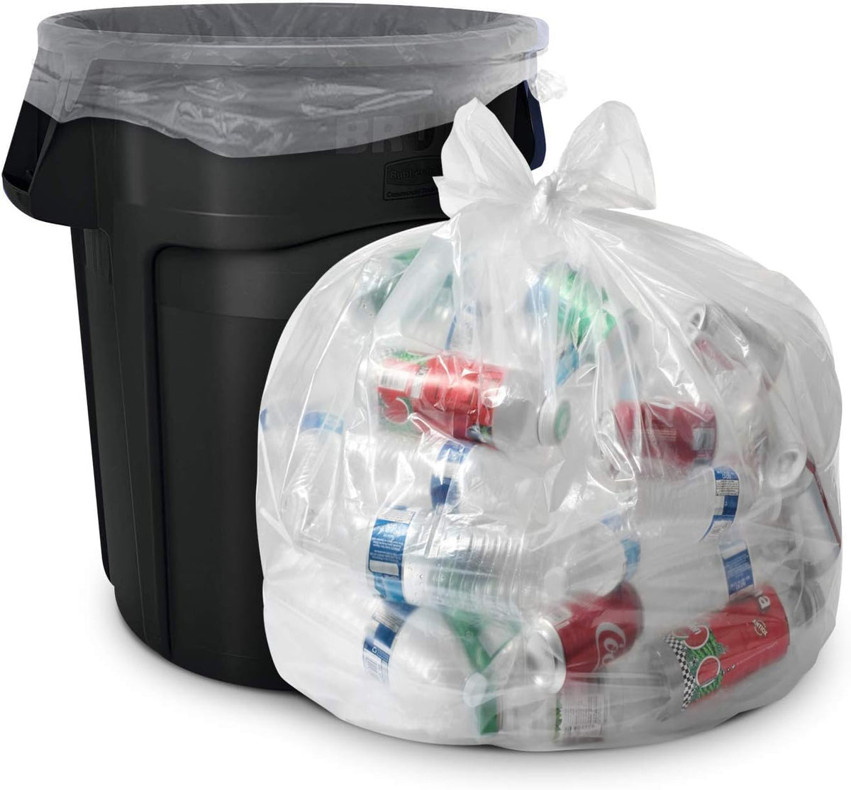 55 Gallon 3 MIL Clear Heavy Duty Contractor Bags with Flap Ties, Pack of 10 X93913