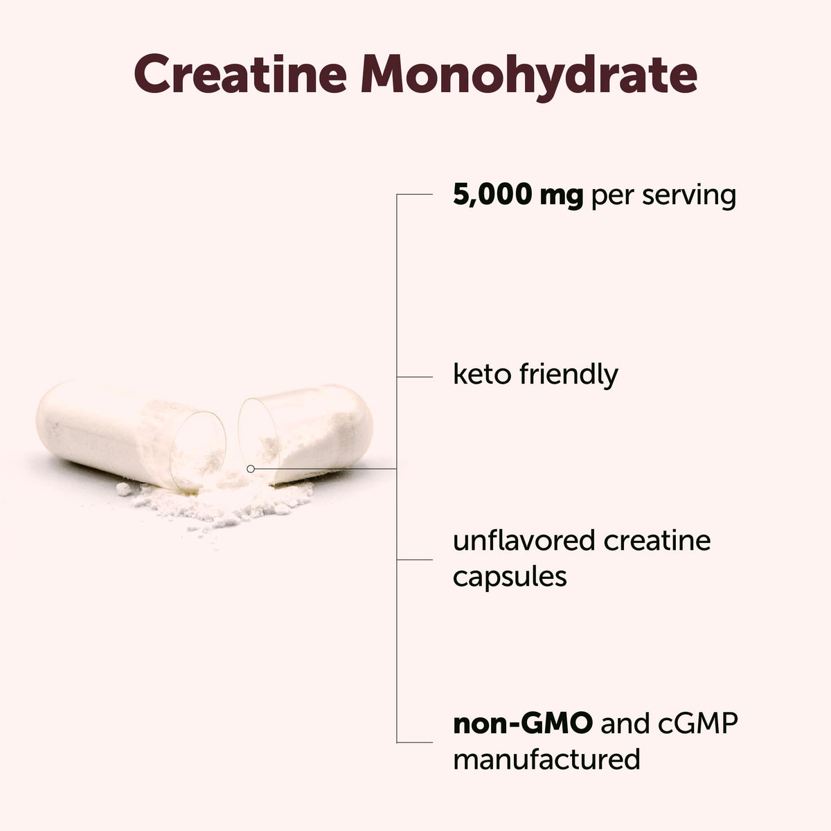 Micronized Unflavored Creatine Monohydrate 5,000mg 500 Capsules B497251