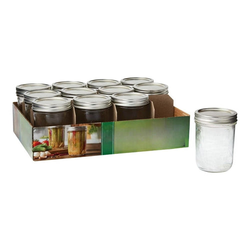 16 Oz Wide Mouth Glass Mason Jars with Lids & Bands, 2-Pack G6713