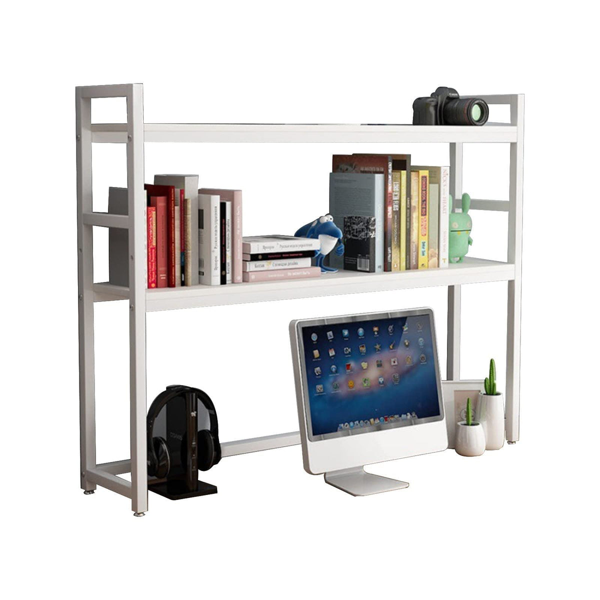 White Adjustable Metal Desktop Bookshelf M279903