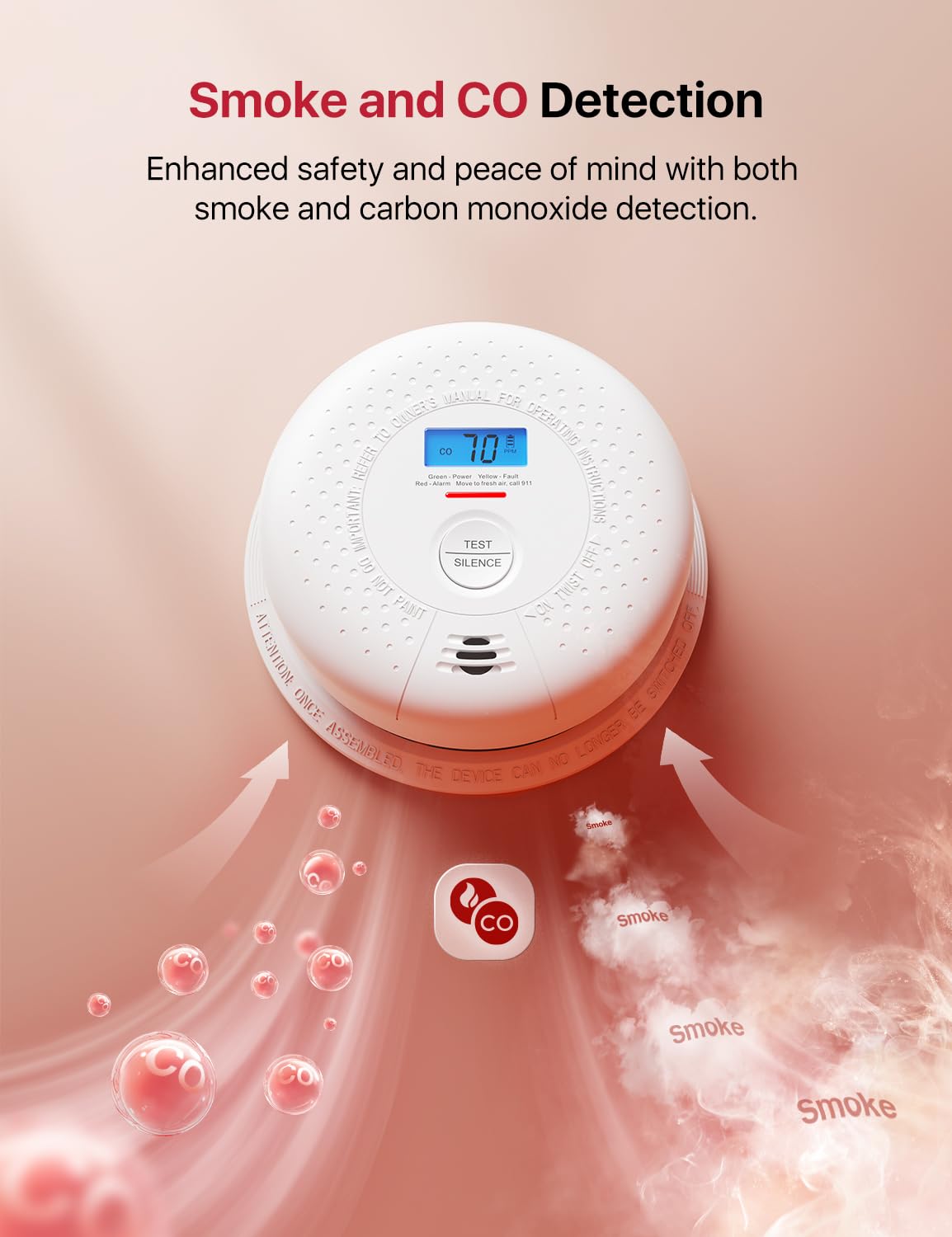Wireless Interconnected Combination Smoke & CO Alarm 3-Pack K837