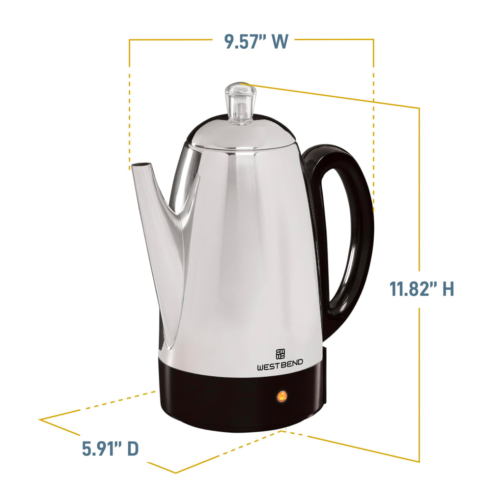 12-Cup Stainless Steel Electric Percolator Coffee Maker I108