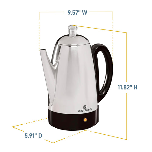 12-Cup Stainless Steel Electric Percolator Coffee Maker I108