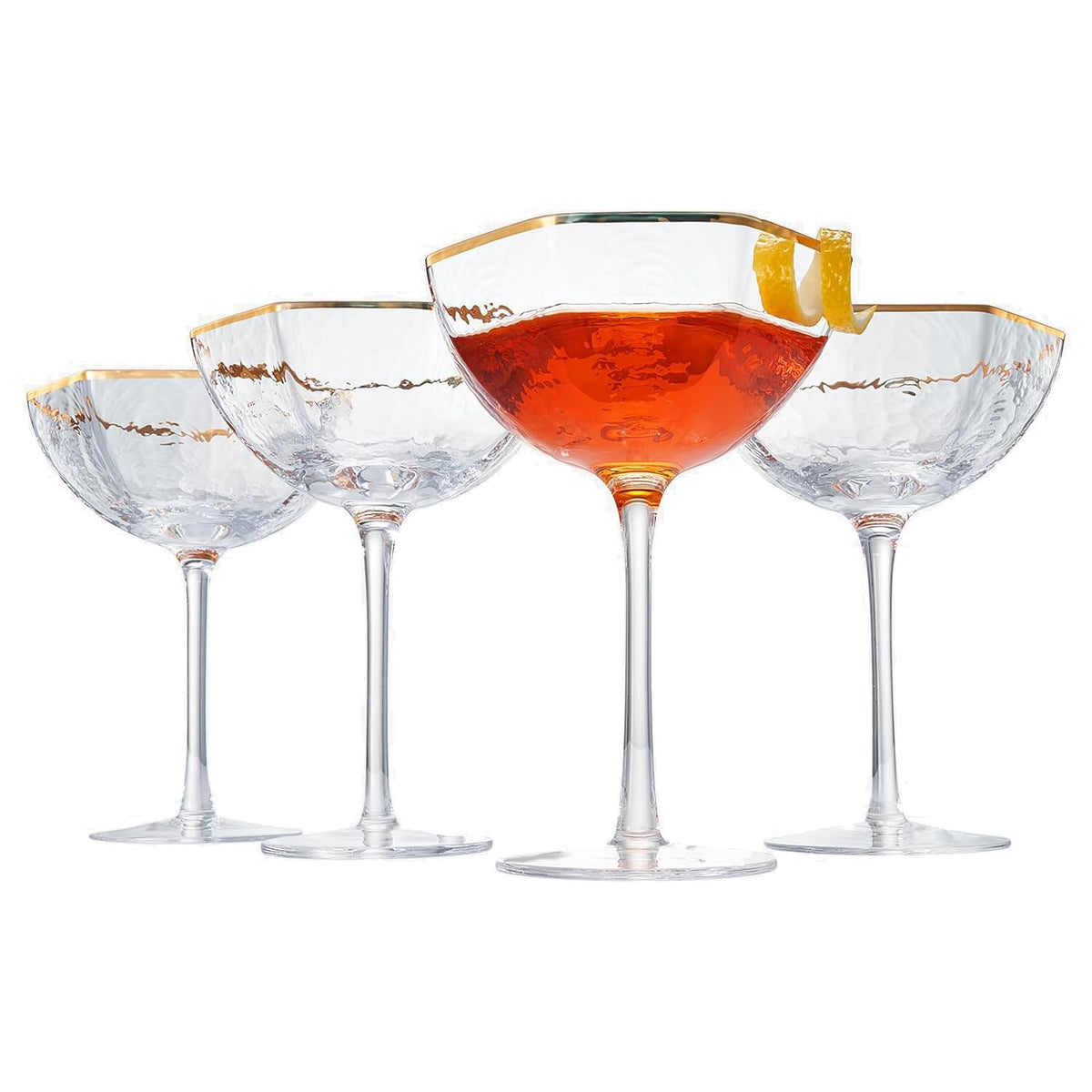 Champagne Coupe Glasses Set of 4 Gold Rim T186130