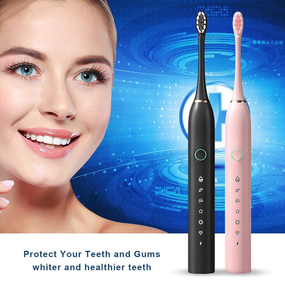 2 Pack Rechargeable Electric Toothbrushes with 8 Brush Heads B44746