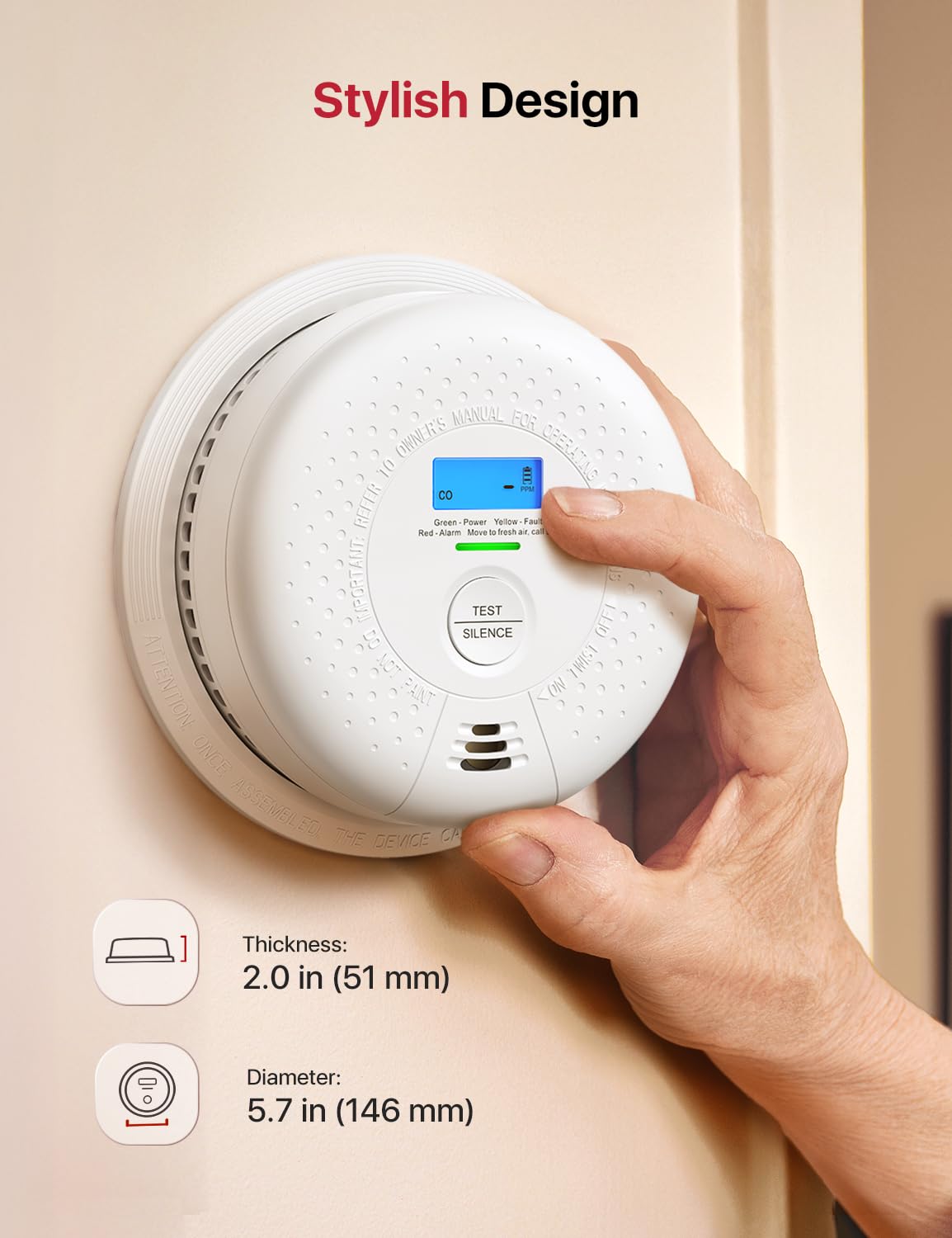 Wireless Interconnected Combination Smoke & CO Alarm 3-Pack K837