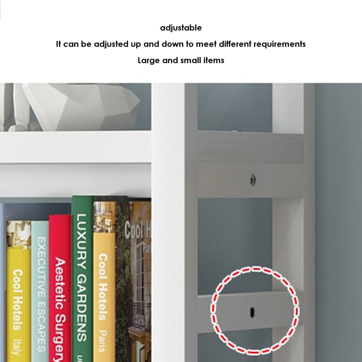 White Adjustable Metal Desktop Bookshelf M279903
