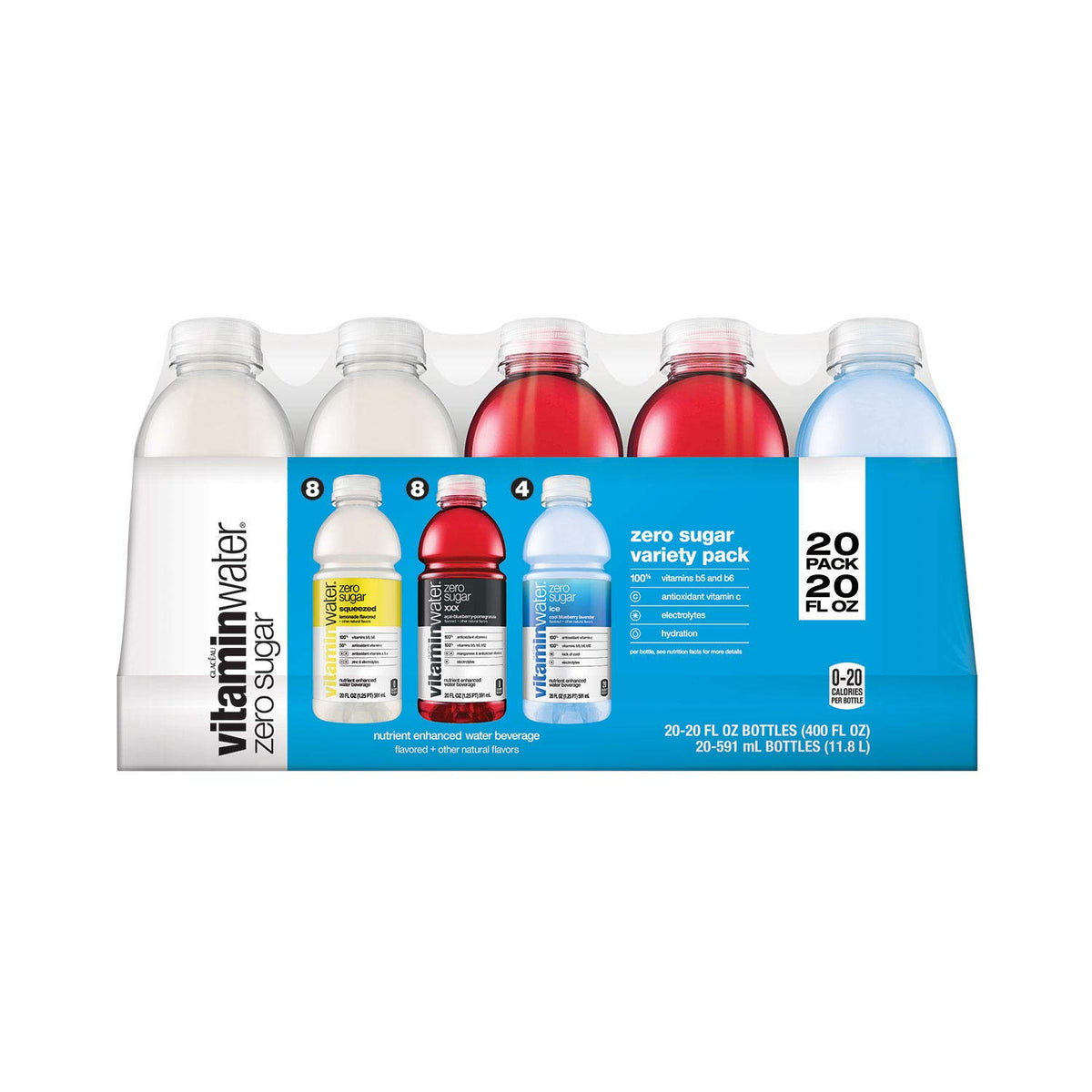 Vitaminwater Zero 20 Oz Bottle, 20 Count L47632