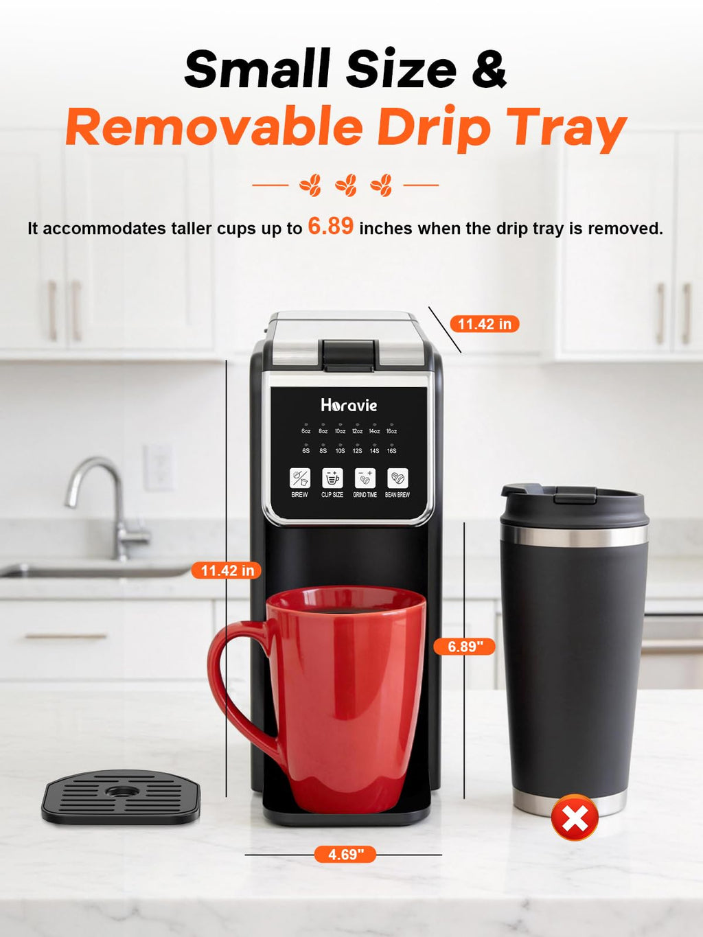 Single Serve Coffee Maker with Built-in Grinder P920955