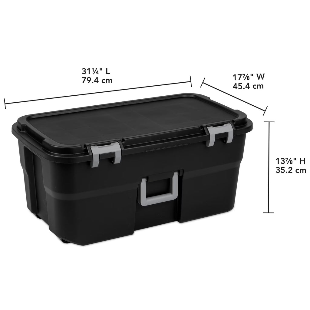 Black 22 Gal Lockable Storage Chest with Wheels J146