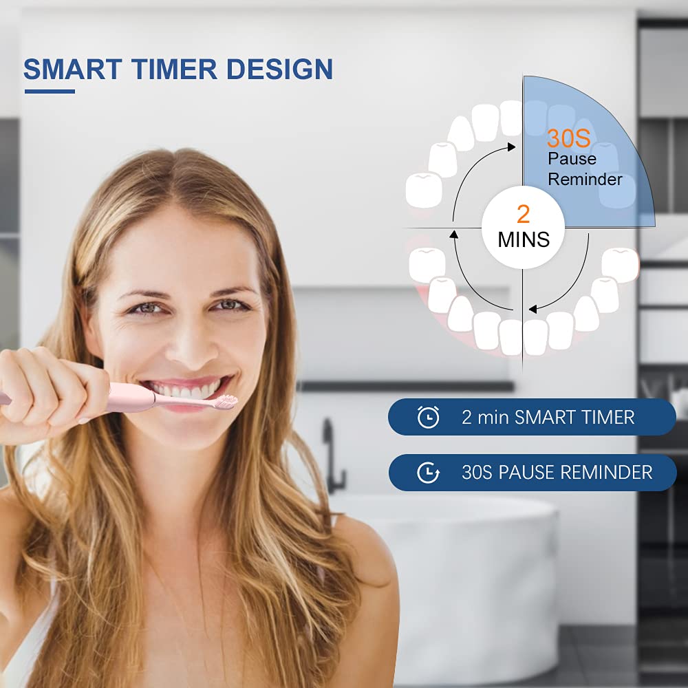 2 Pack Rechargeable Electric Toothbrushes with 8 Brush Heads B44746