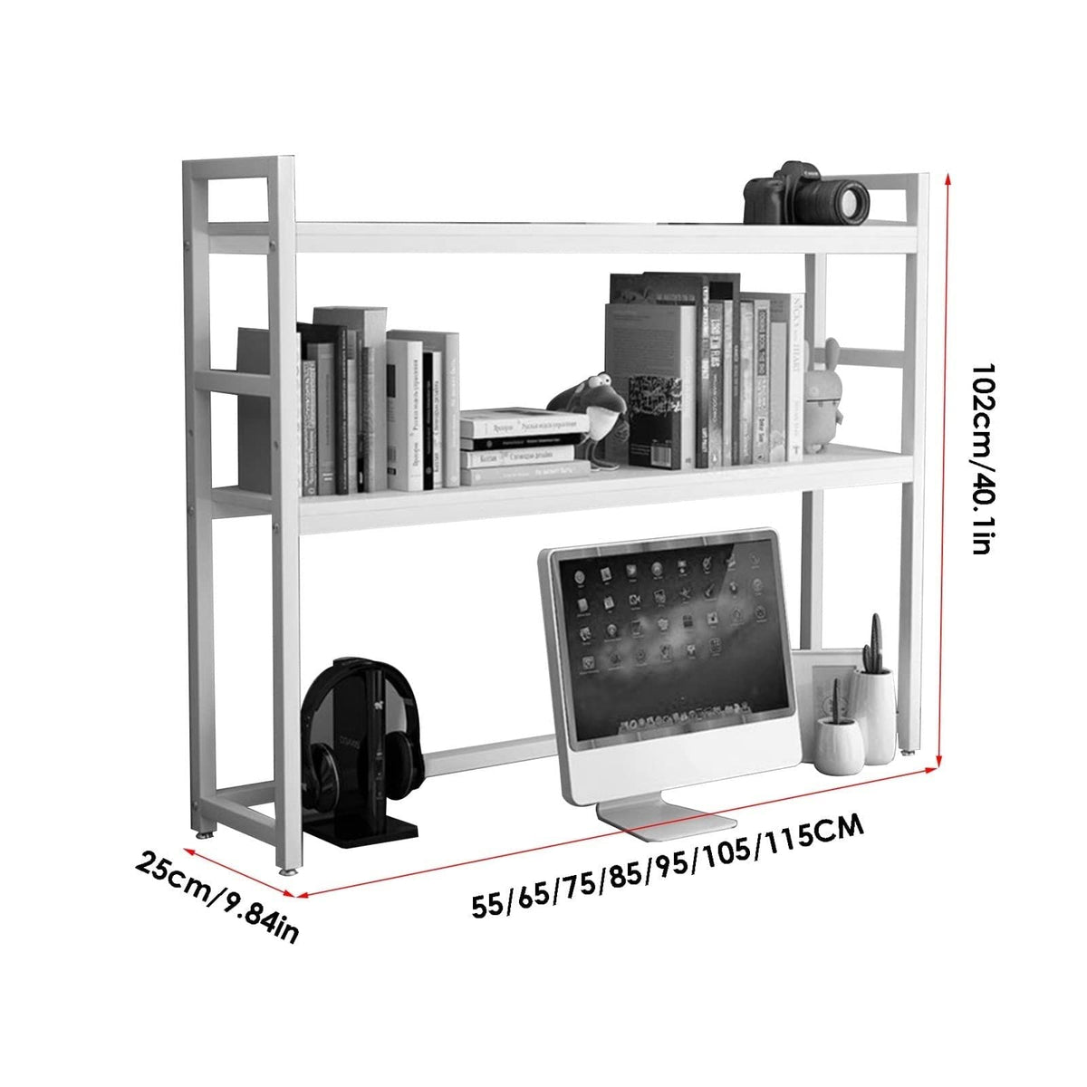 White Adjustable Metal Desktop Bookshelf M279903