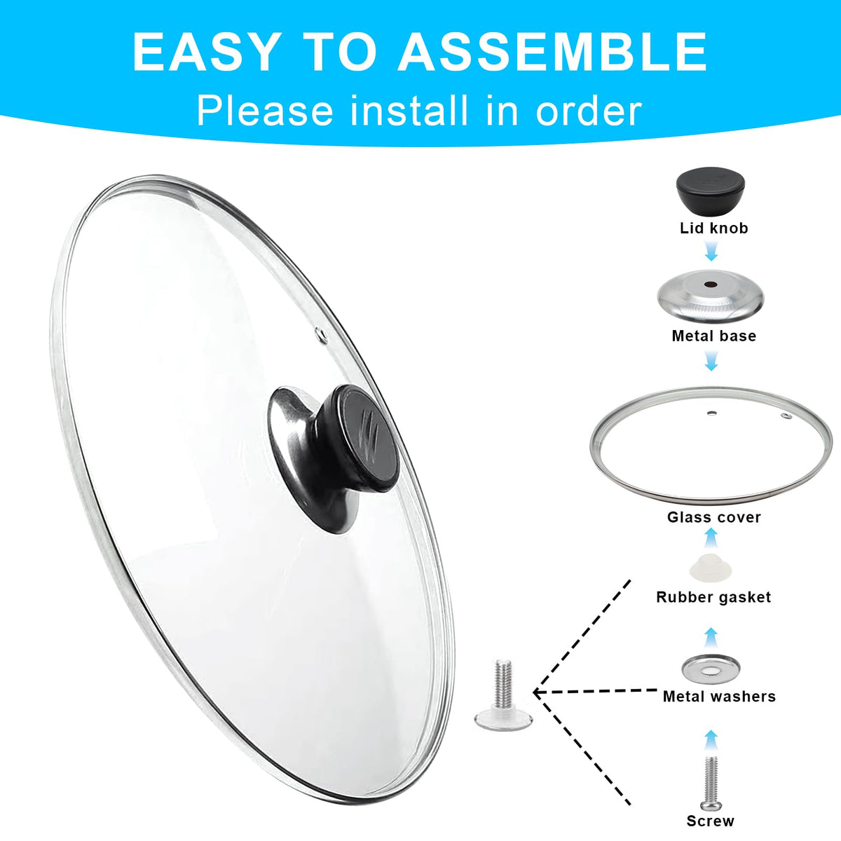 Tempered Glass Lid with Stainless Steel Rim for 8 Inch Frying Pan R4210