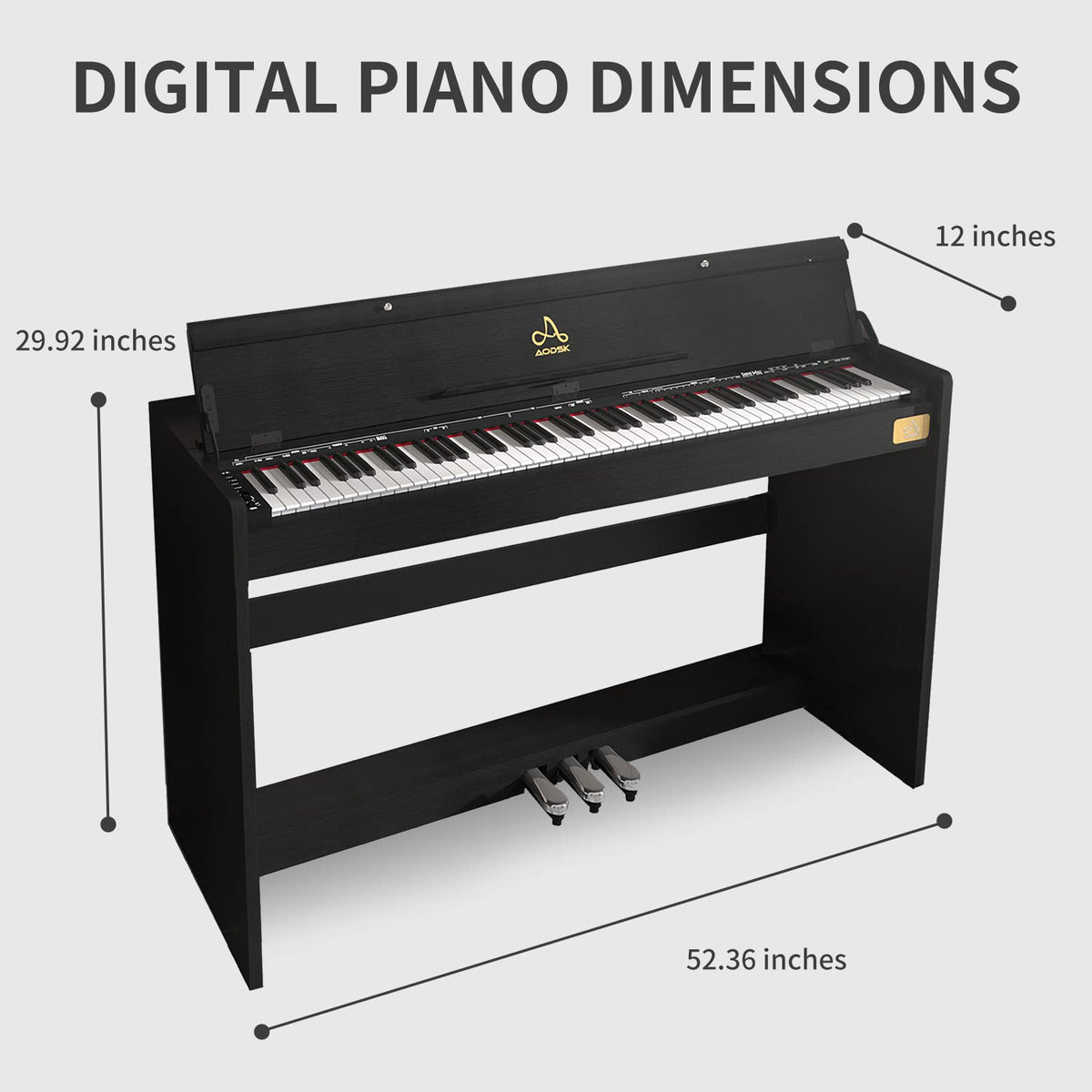 88-Key Weighted Piano with Stand, Pedals & Bench F801184