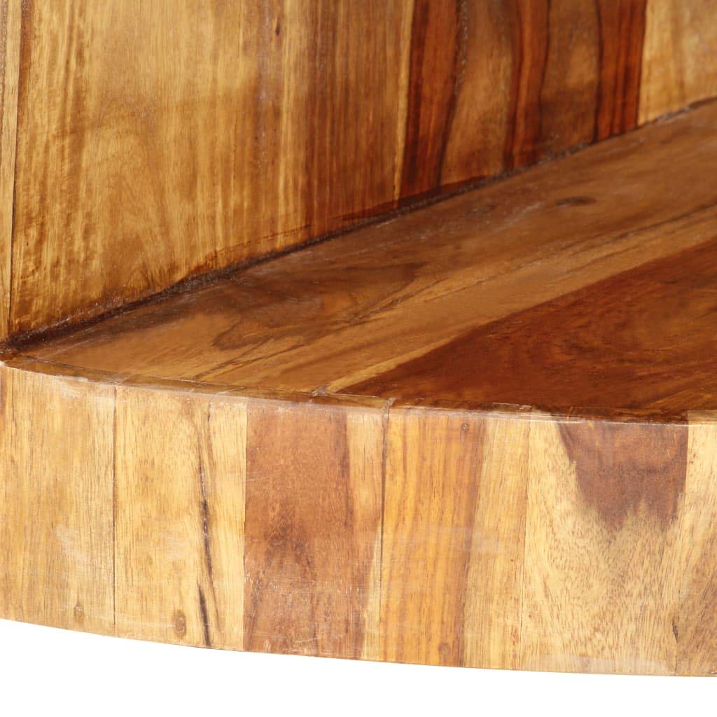 Solid Sheesham Wood Round Coffee Table with Storage Shelf Z224