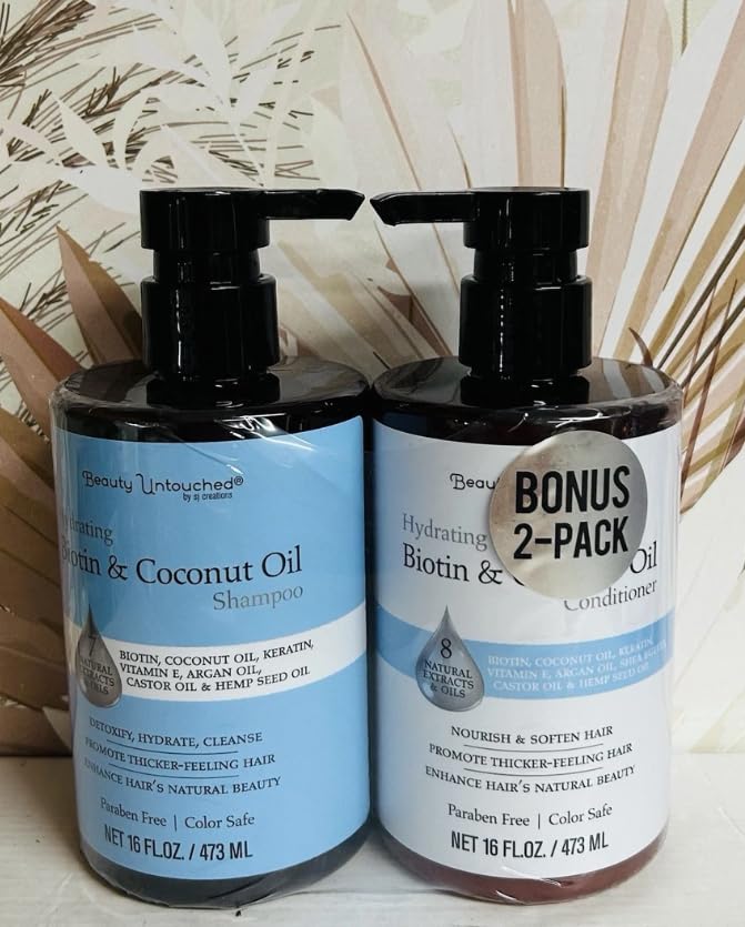 Biotin & Coconut Oil Shampoo and Conditioner Set 16 fl oz E9053