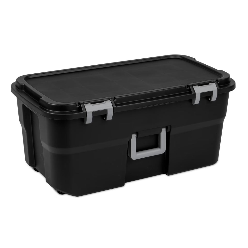 Black 22 Gal Lockable Storage Chest with Wheels J146