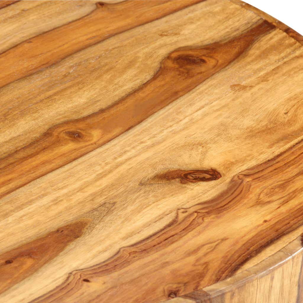 Solid Sheesham Wood Round Coffee Table with Storage Shelf Z224