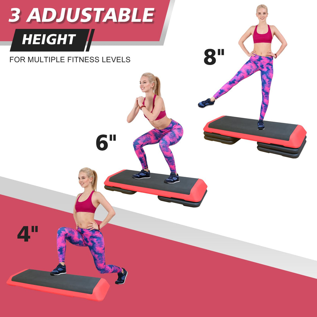 43'' Adjustable Aerobic Exercise Step Platform with 4 Stackable Risers O819112