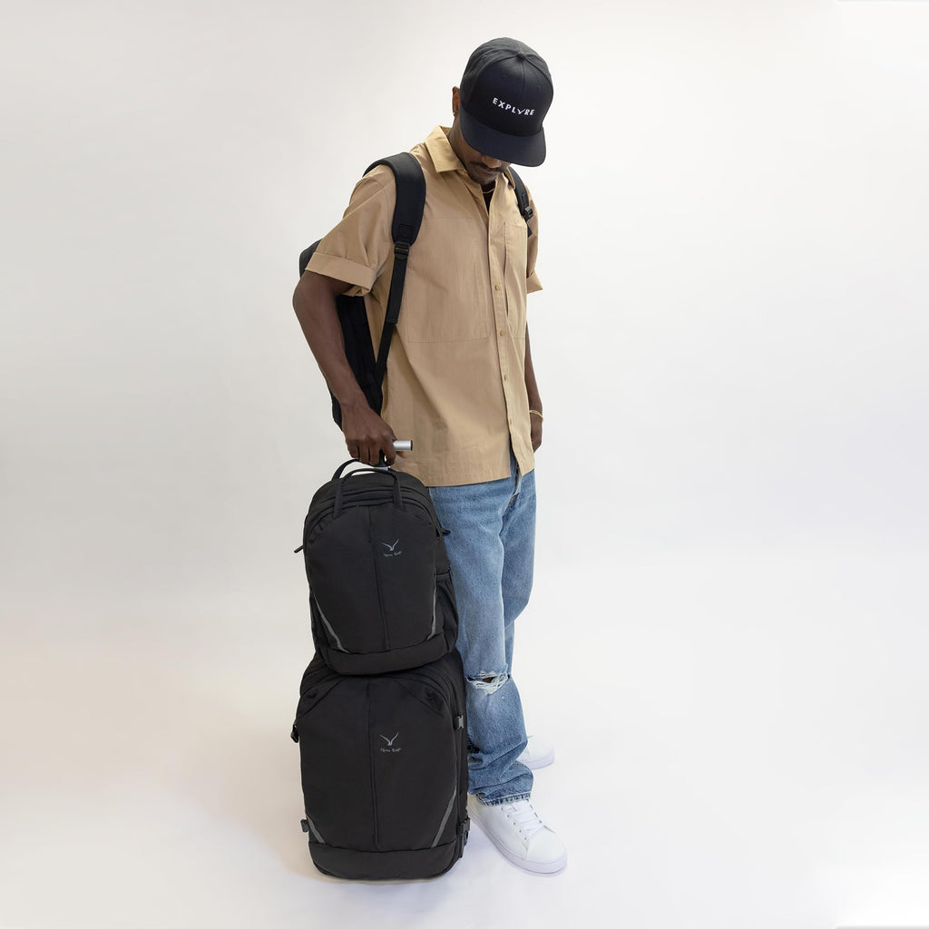Rolling Backpack with Wheels 43L Jet Black V952383