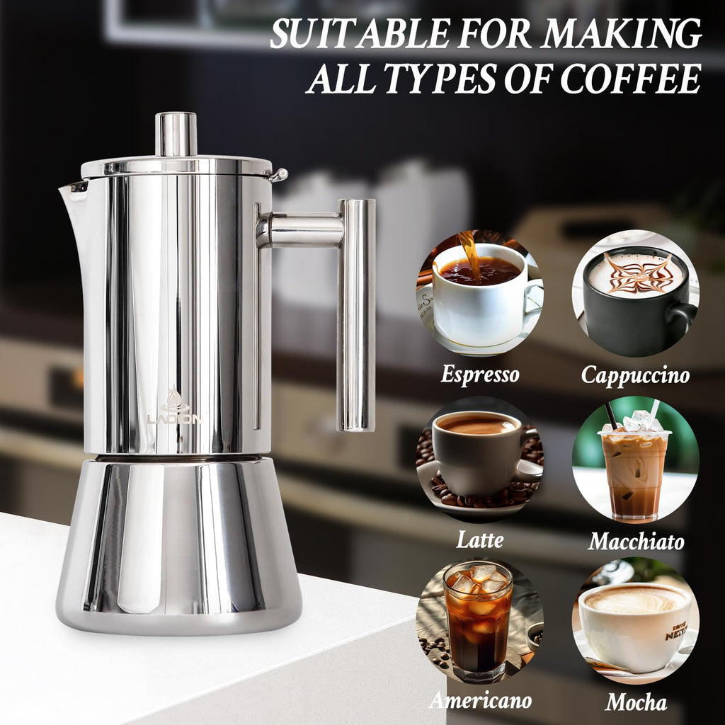 6 Cup Stainless Steel Stovetop Espresso Maker C143