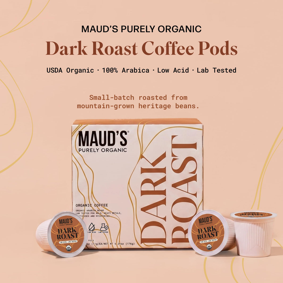 Organic Low Acid Dark Roast Coffee Pods 16ct R395