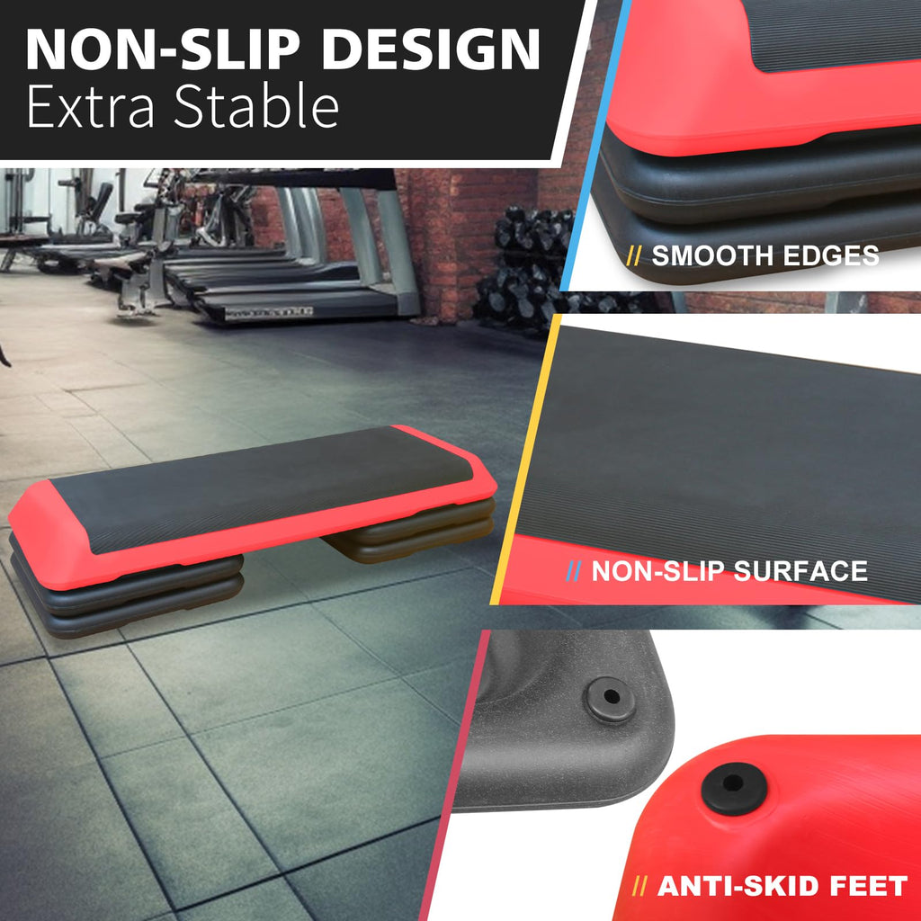 43'' Adjustable Aerobic Exercise Step Platform with 4 Stackable Risers O819112