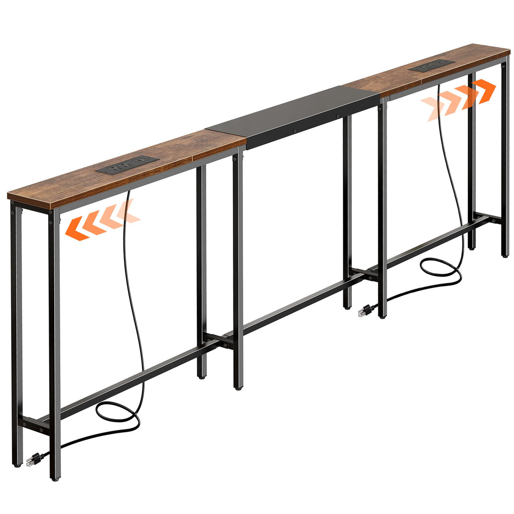 Narrow Sofa Table with 2 Power Outlets and USB-C Port W678