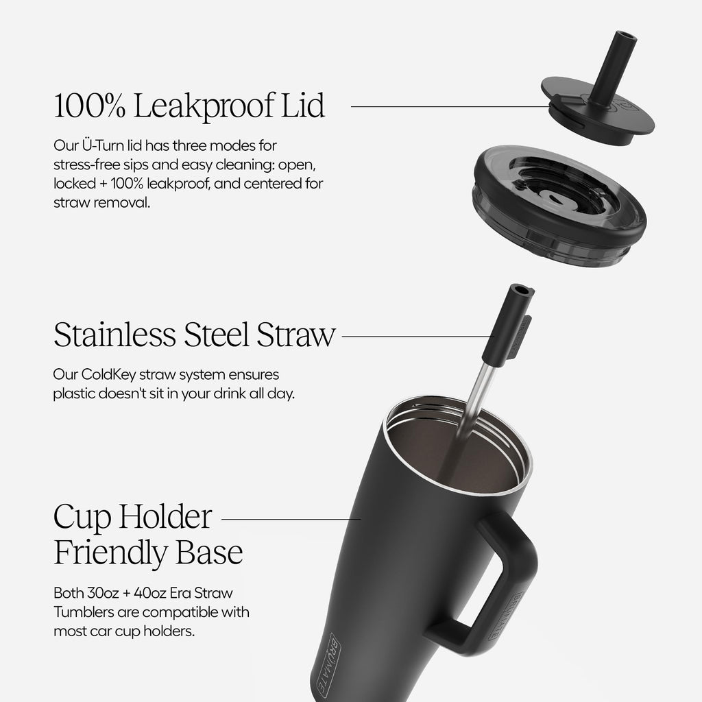 40 oz Stainless Steel Tumbler with Handle and Straw J43513