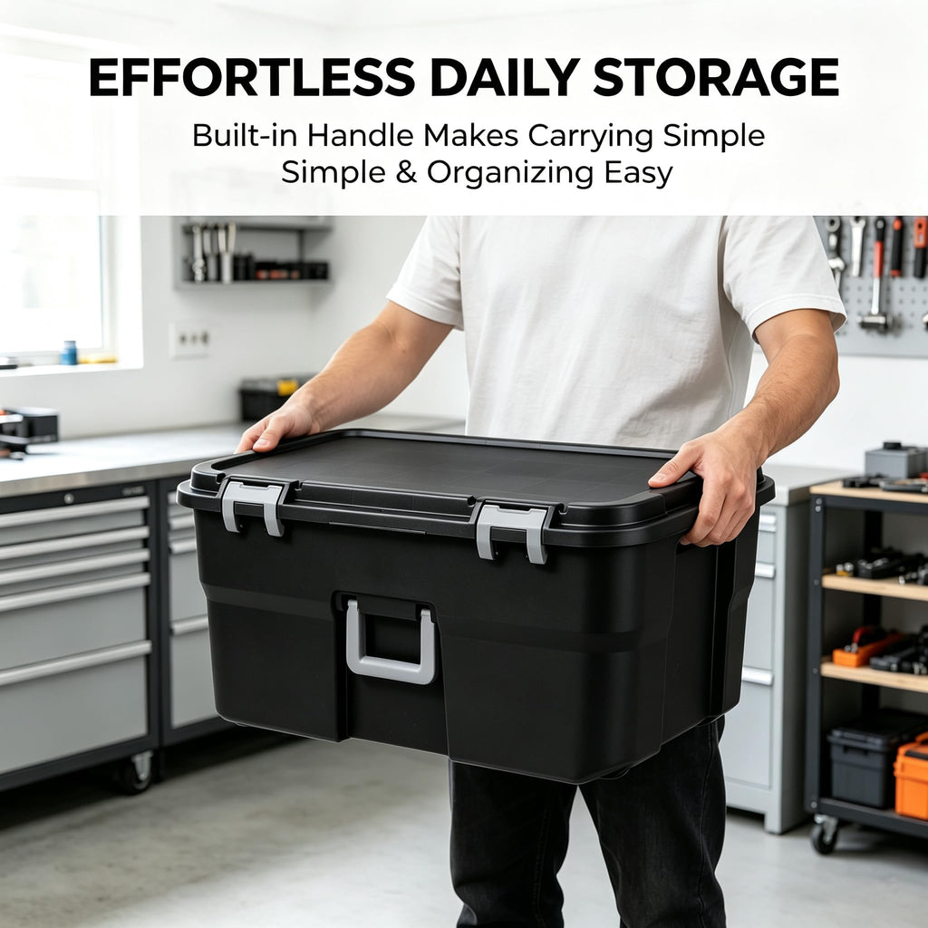 Black 22 Gal Lockable Storage Chest with Wheels J146