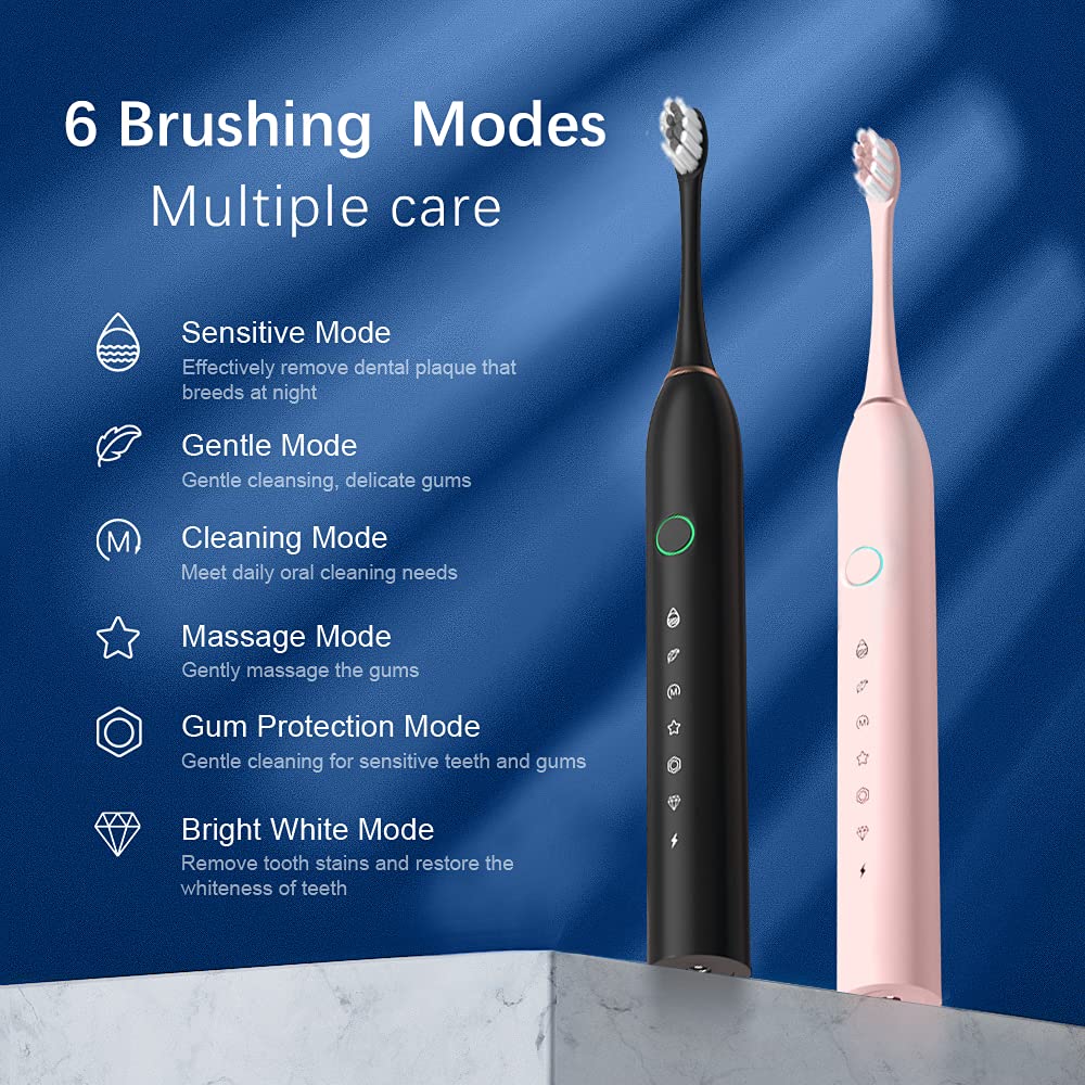2 Pack Rechargeable Electric Toothbrushes with 8 Brush Heads B44746