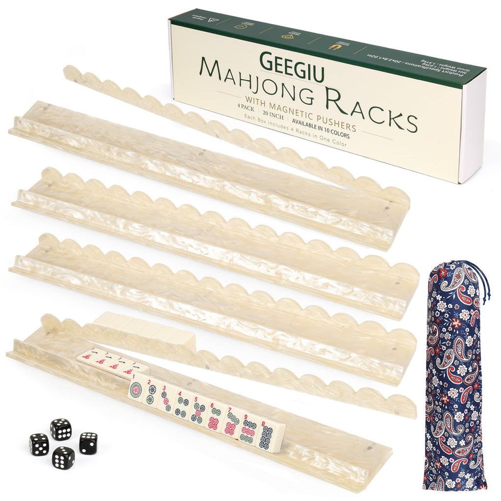 20 Inch Acrylic Mahjong Racks with Magnetic Pushers Set of 4 L912