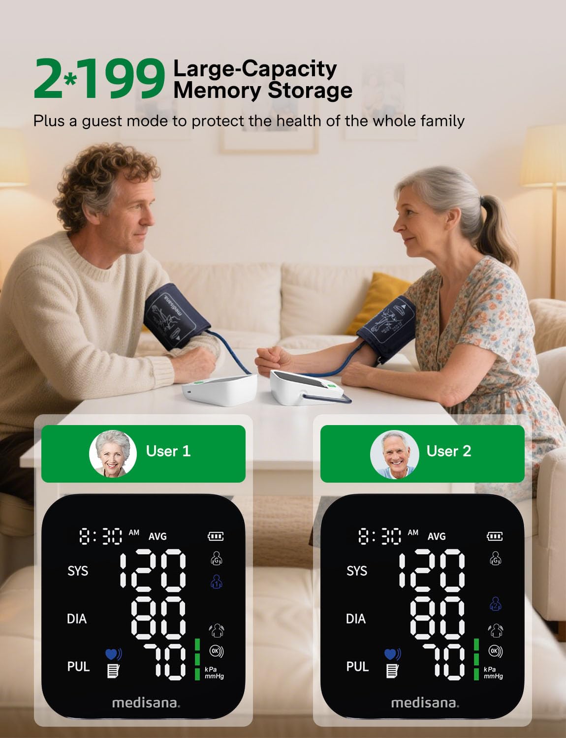 Automatic Upper Arm Blood Pressure Monitor with 2x199 Sets Memory A1146