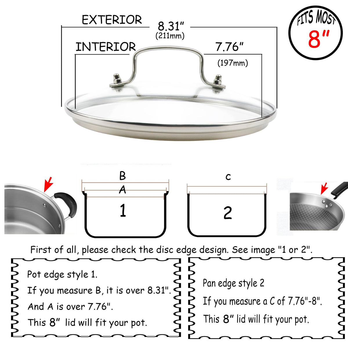 8-inch Tempered Glass Lid O9489