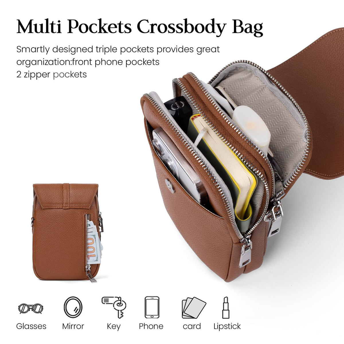 Small Genuine Leather Crossbody Bag N6097