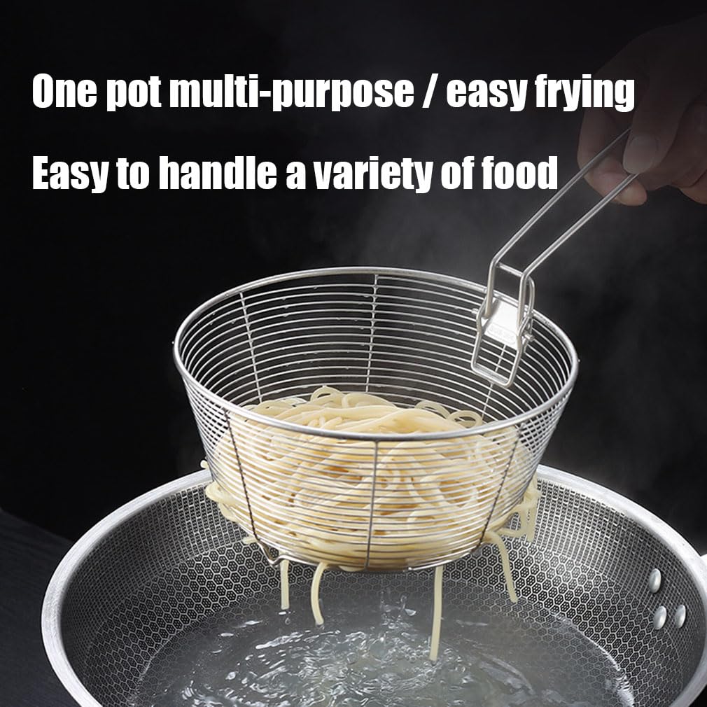 Stainless Steel Deep Fryer Basket with Detachable Handle 9 Inch H5215