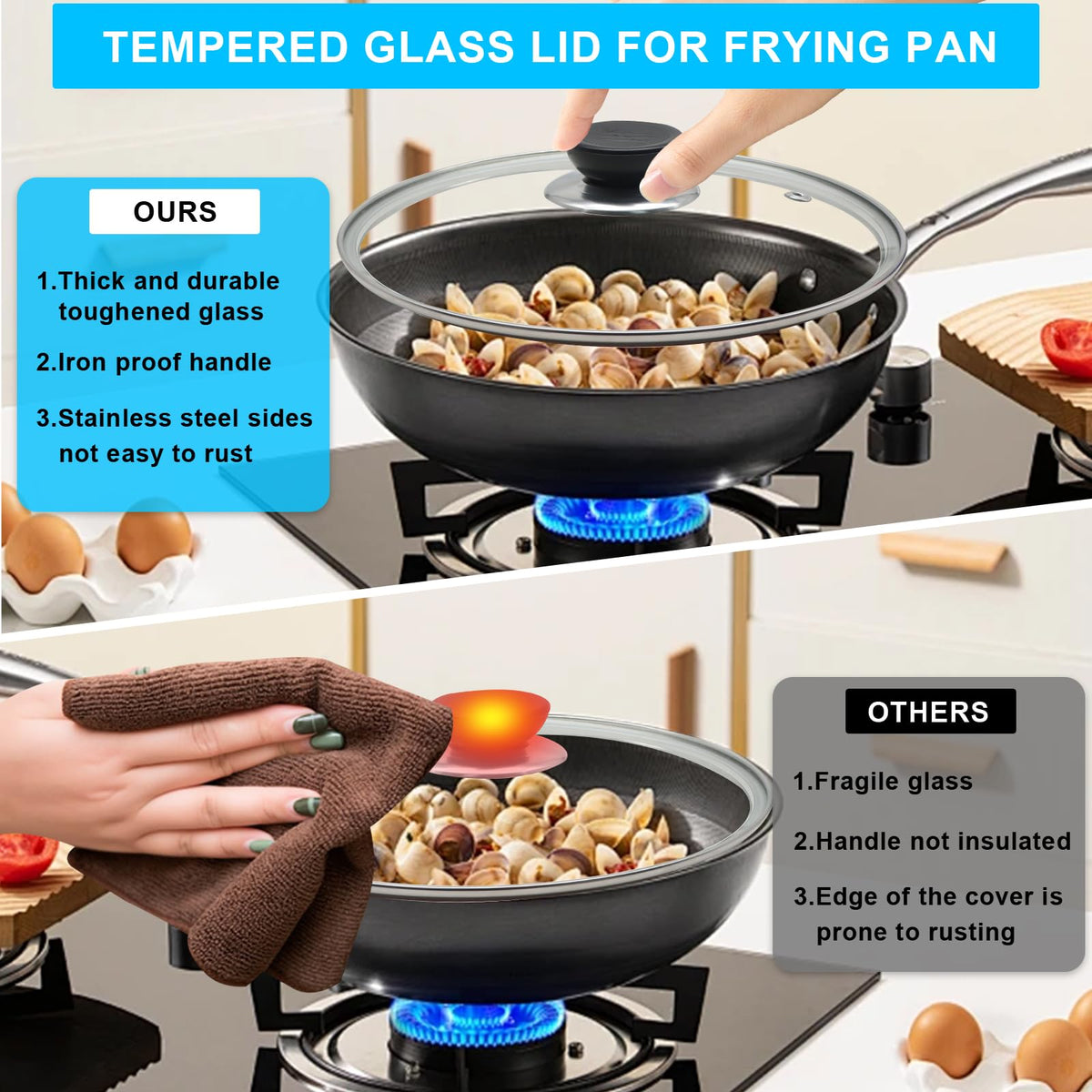 Tempered Glass Lid with Stainless Steel Rim for 8 Inch Frying Pan R4210