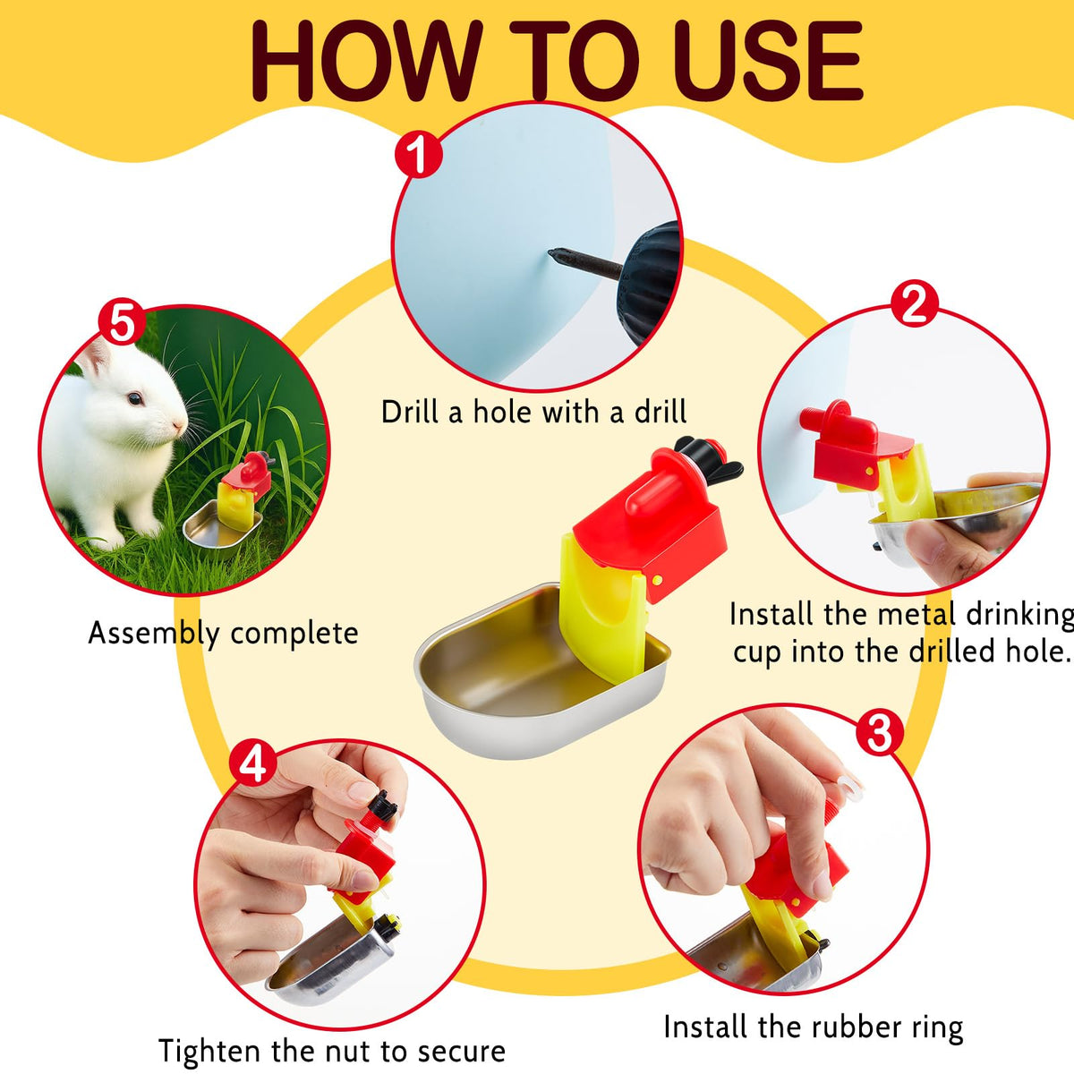8 Pack Stainless Steel Auto Fill Chicken Waterer Cups T9860