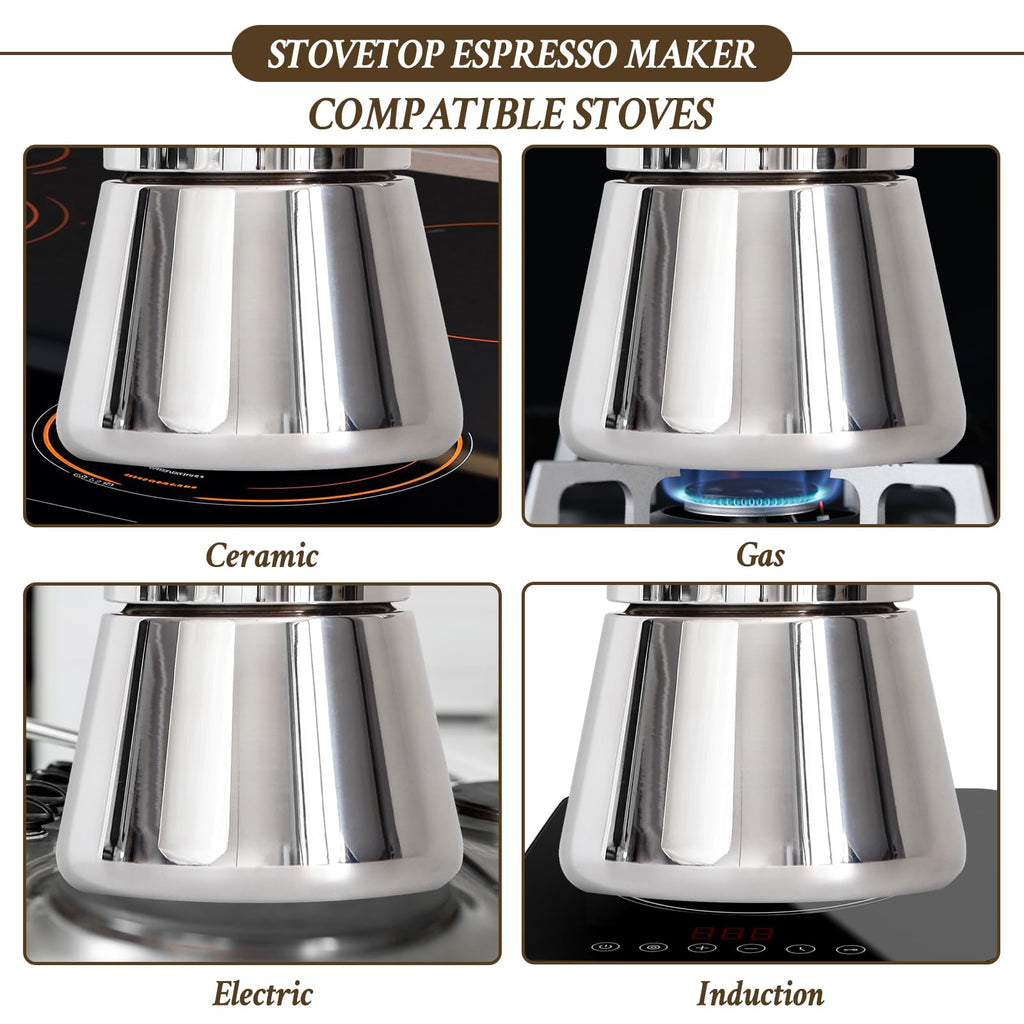 6 Cup Stainless Steel Stovetop Espresso Maker C143
