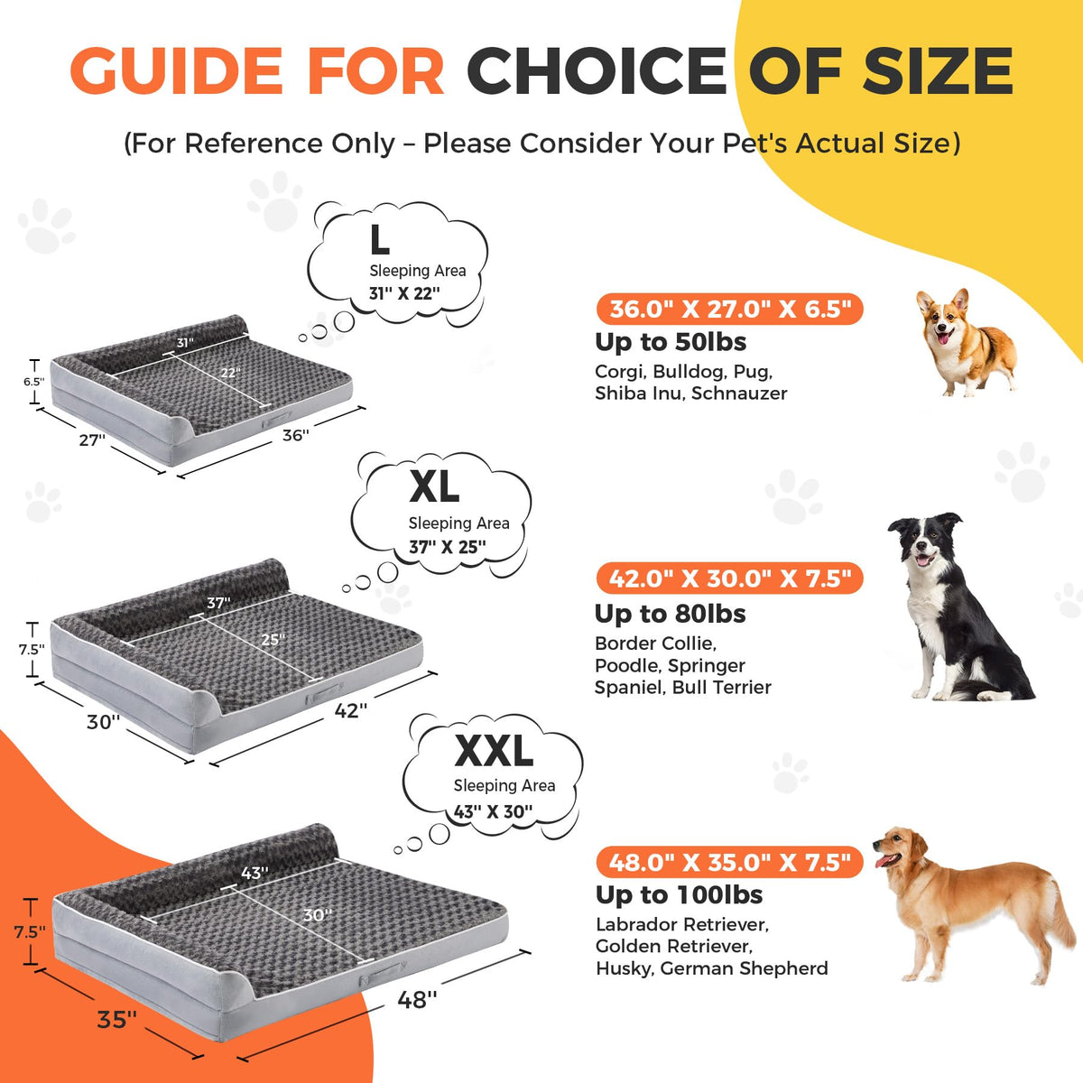XL Orthopedic Dog Bed Grey A266