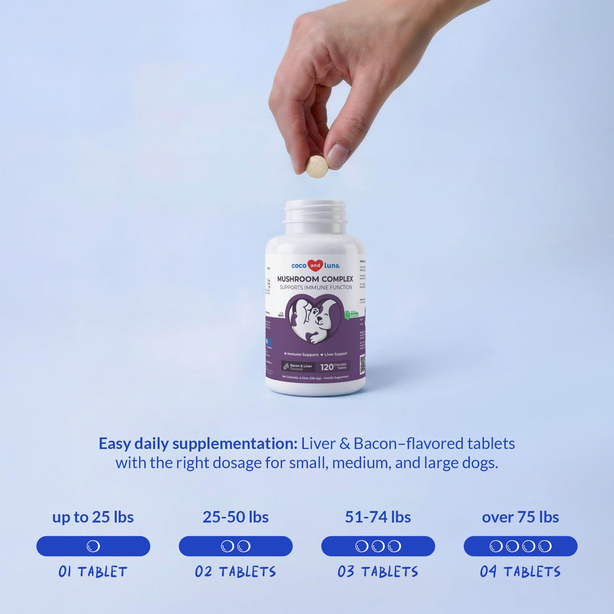 Turkey Tail Mushroom Supplement for Dogs, 120 ct E228