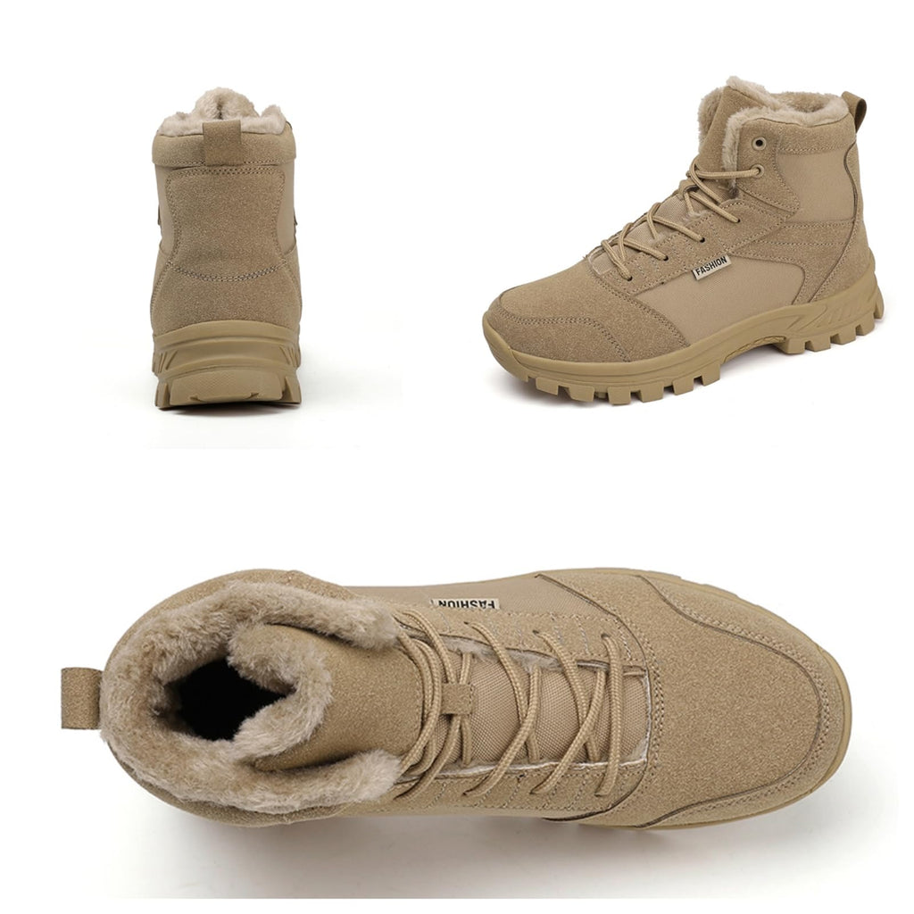 Mid Top Fur Lined Suede Leather Waterproof Military Tactical Boots J91838