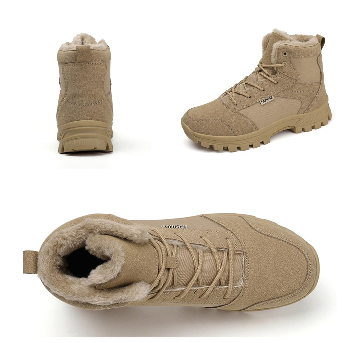 Mid Top Fur Lined Suede Leather Waterproof Military Tactical Boots J91838